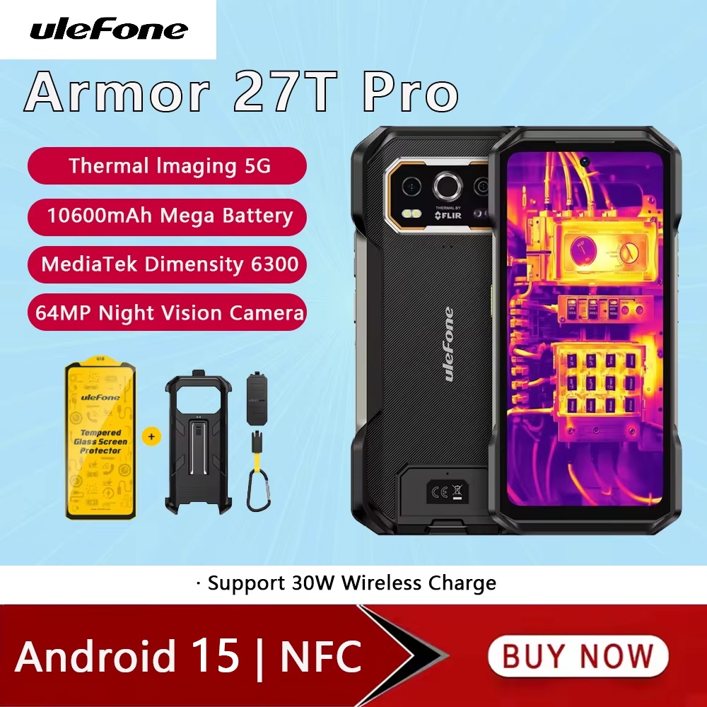 Ulefone Armor 27T Pro 5G téléphone robuste 6.78 pouces 24GB RAM 256GB ROM téléphone portable 10600mAh 64MP caméra de nuit NFC Smartphone Android