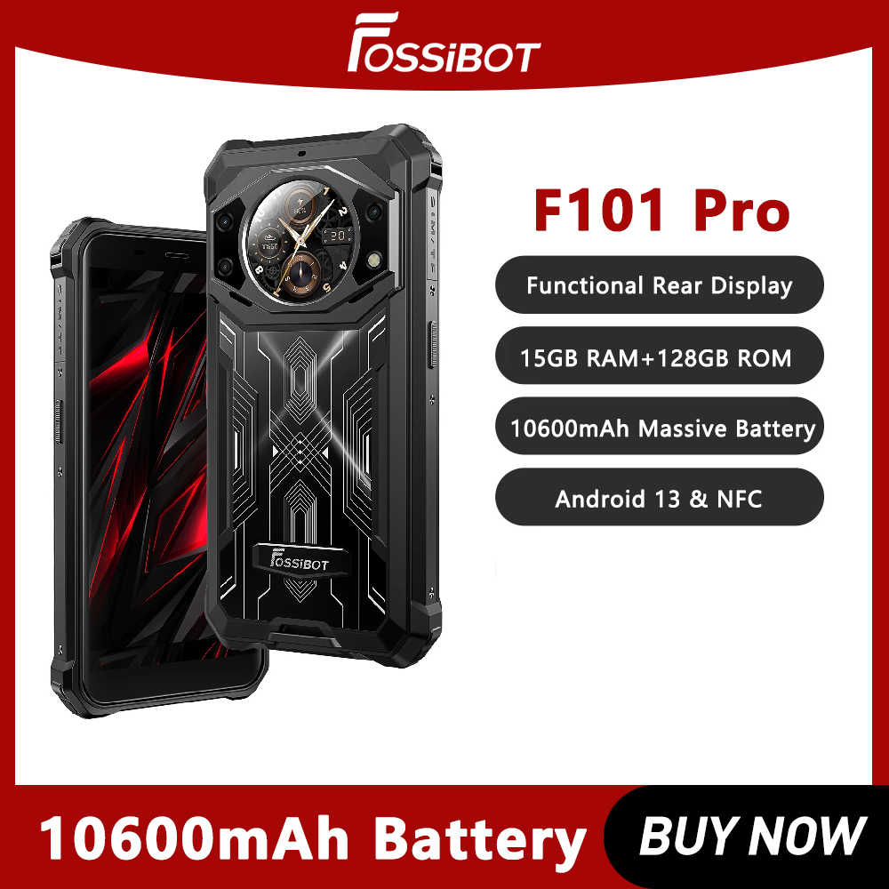 Fossibot-Smartphone robuste F101 Pro, téléphone portable étanche IP68, version globale, téléphone portable NDavid, 10600mAh, 15 Go + 128 Go