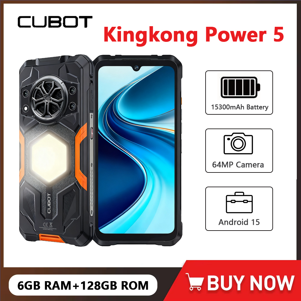 Cubot KingKong Power 5 Smartphone robuste Android 15 15300mAh batterie téléphone portable 6.88 pouces 120Hz 6GB RAM 128GB ROM téléphone portable