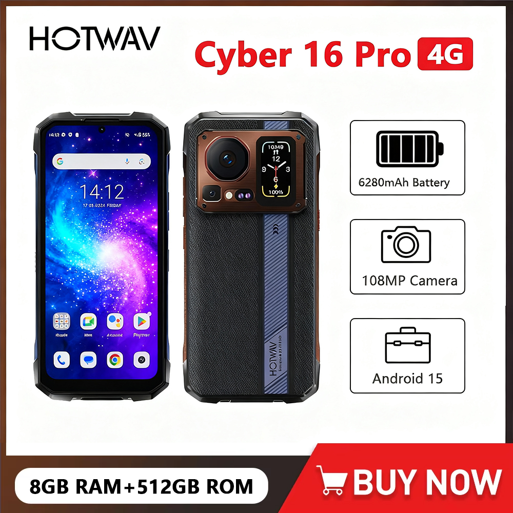 HOTWAV Cyber 16 Pro 4G 6.6 pouces FHD + 120Hz affichage 8GB RAM 512GB ROM téléphone portable 108MP 6280mAh 33W Smartphone Android 15 NFC