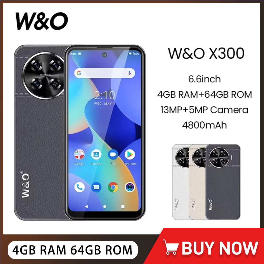 W & O-Smartphone X300 Ultra-Mince 4G, Façades Core, 4 Go + 64 Go, Écran HD + 6.6 ", Android 10, Téléphone portable, 13MP, Batterie 4800mAh, Touriste, Epip