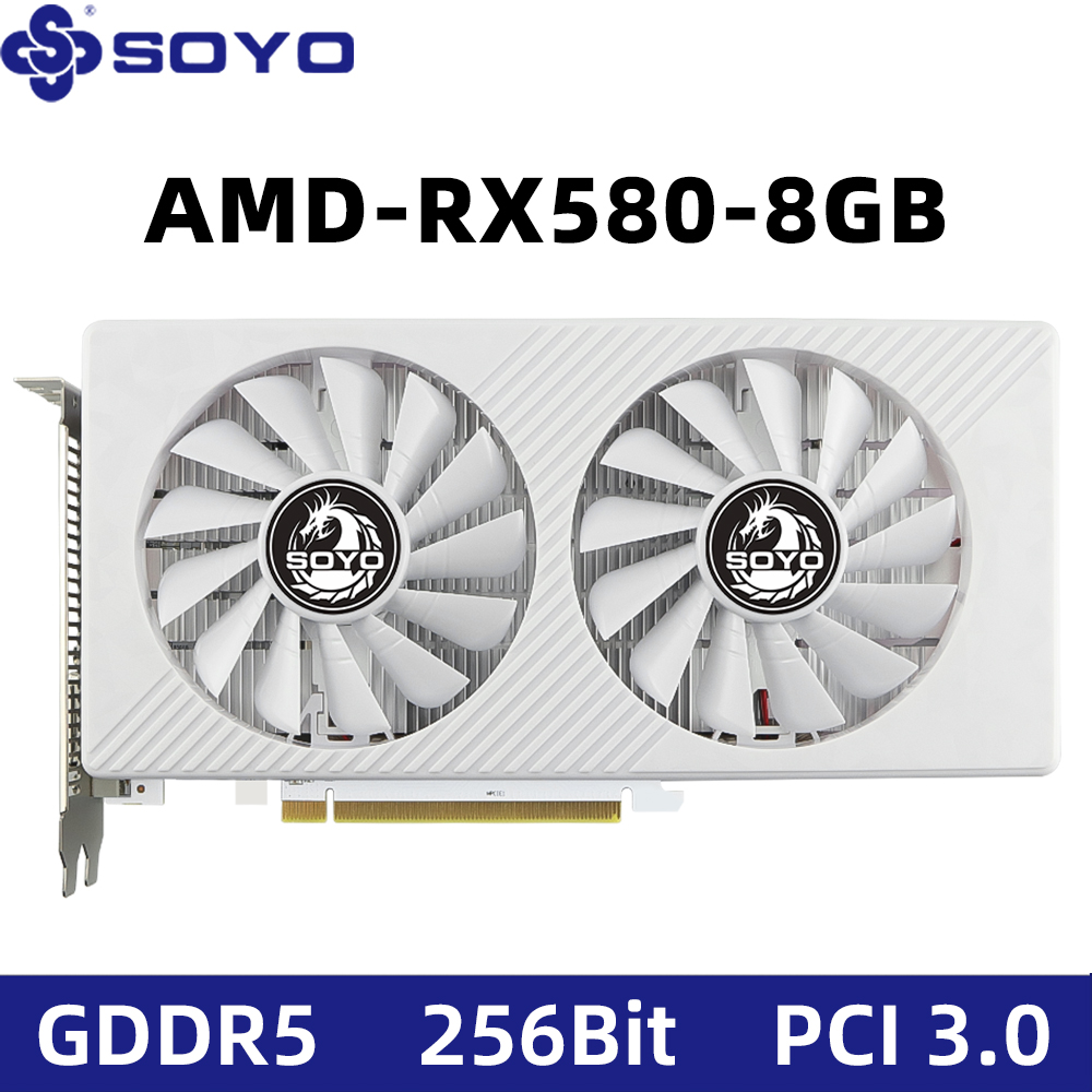 Carte graphique SOYO nouvelle AMD Radeon RX580 8G GDDR5 mémoire 256Bit PCIE3.0x16 cartes GPU de jeu pour ordinateurs de bureau RX580
