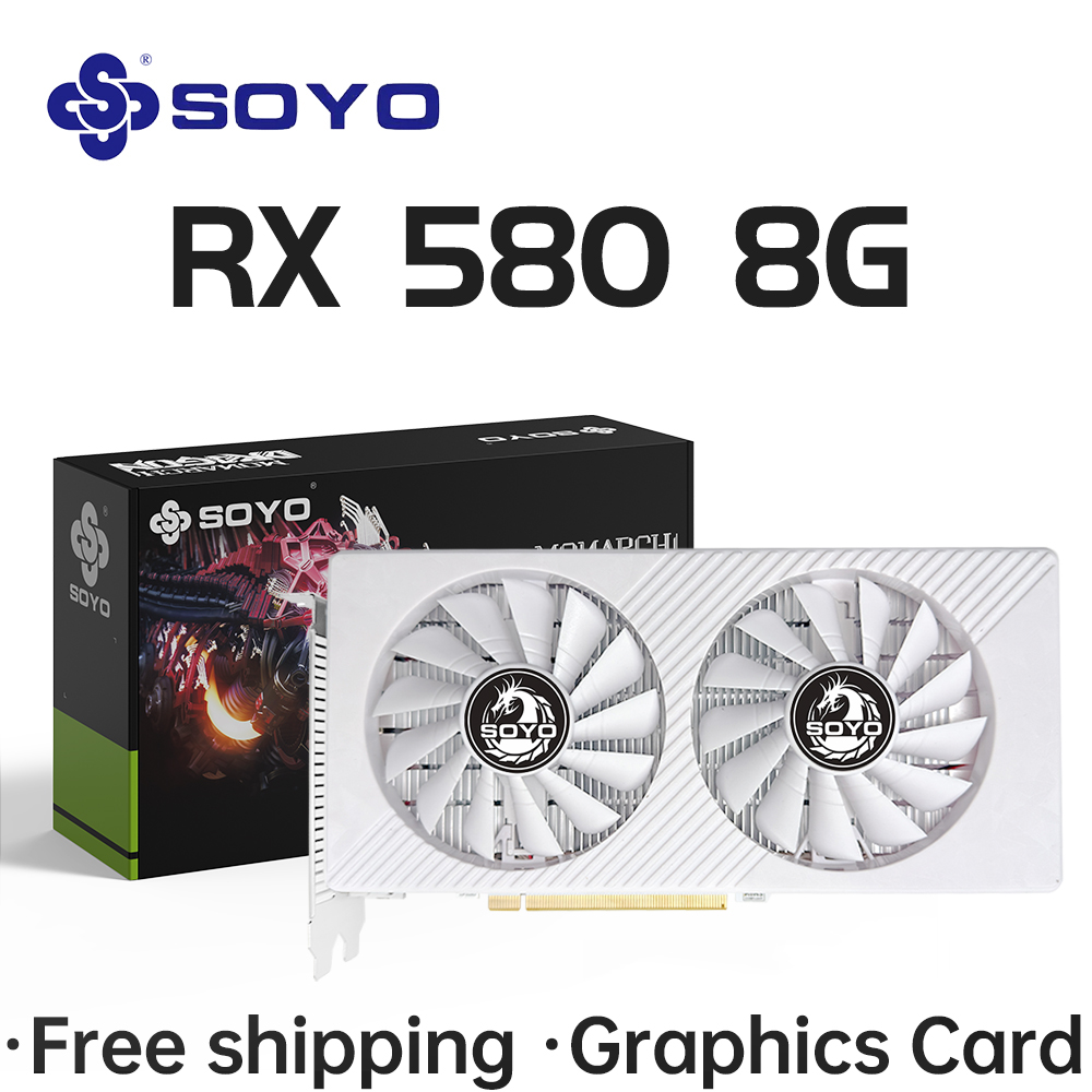 Carte graphique SOYO nouvelle AMD Radeon RX580 8G GDDR5 mémoire 256Bit PCIE3.0x16 cartes GPU de jeu pour ordinateurs de bureau RX580