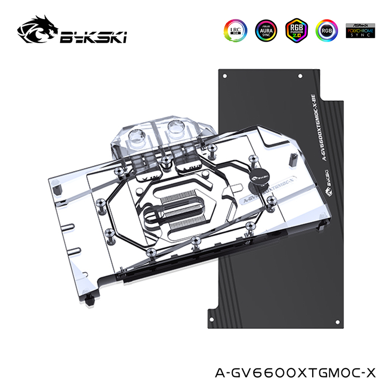 Bykski GPU bloc d'eau servir pour Gigabyte Radeon RX 6600XT GAMING OC 8G refroidisseur de carte graphique, A-GV6600XTGMOC-X