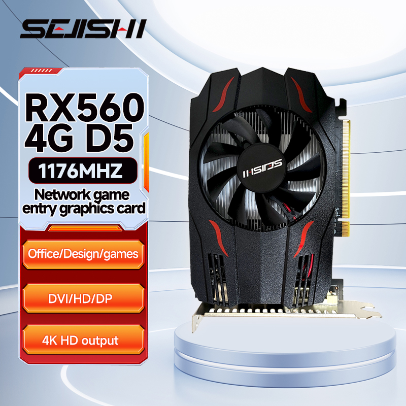 SEJISHI RX 560 4GB carte graphique AMD Radeon RX560 4GB GDDR5 128Bit 1176MHz cartes vidéo GPU de jeu pour PC de bureau