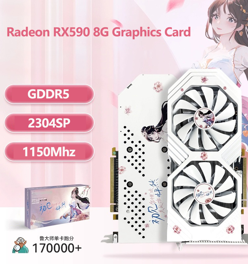 LOTORASIA-Carte de jeu, 8 Go GDDR5, GPU AMD Radeon jas590 Gcloser, DIY