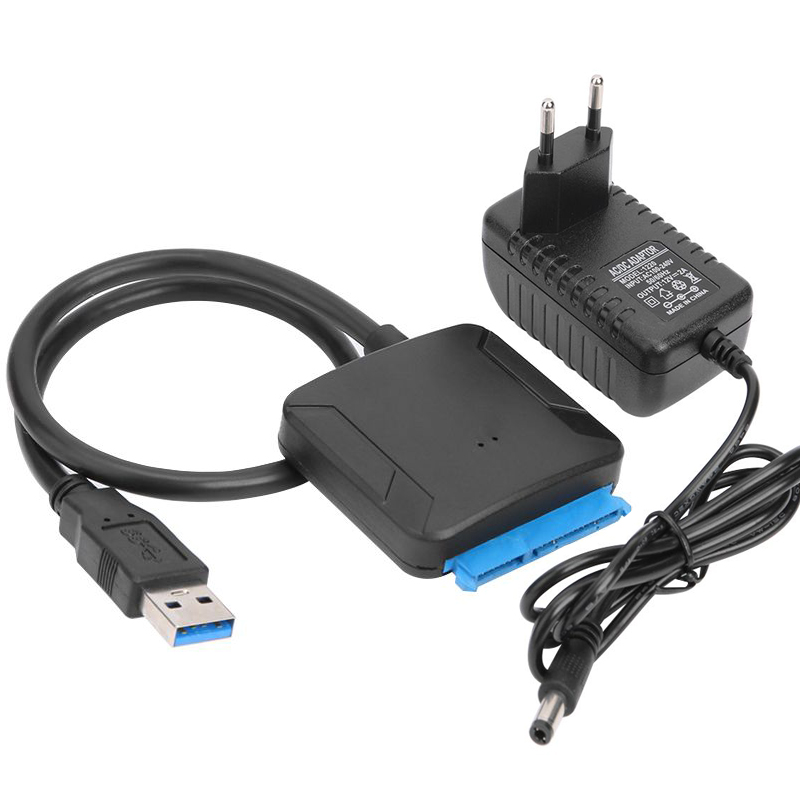 Câble adaptateur SATA vers USB 3.0 pour disque dur SSD HDD SATA III 3.5/2.5 pouces, convertisseur de disque dur, prise en charge UASP avec adaptateur d'alimentation 12V