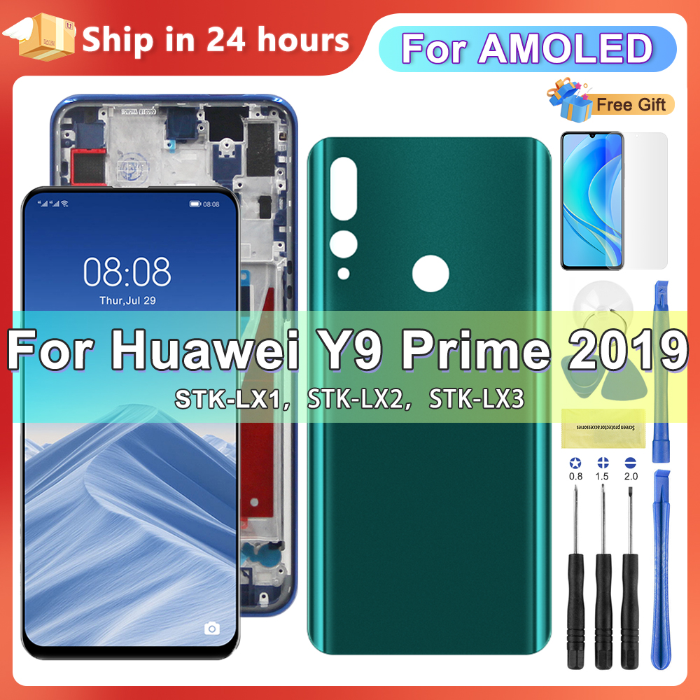 6.59 ''AMOLED affichage pour Huawei Y9 Prime 2019 Lcd écran tactile numériseur assemblée pour huawei P Smart Z STK-LX1 LCD remplacement