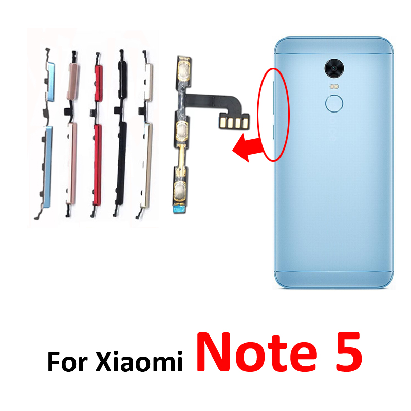Boîtier de téléphone bouton de Volume d'alimentation pour Xiaomi Redmi Note 5 nouveau clé marche/arrêt vers le bas câble flexible pièce de rechange noir
