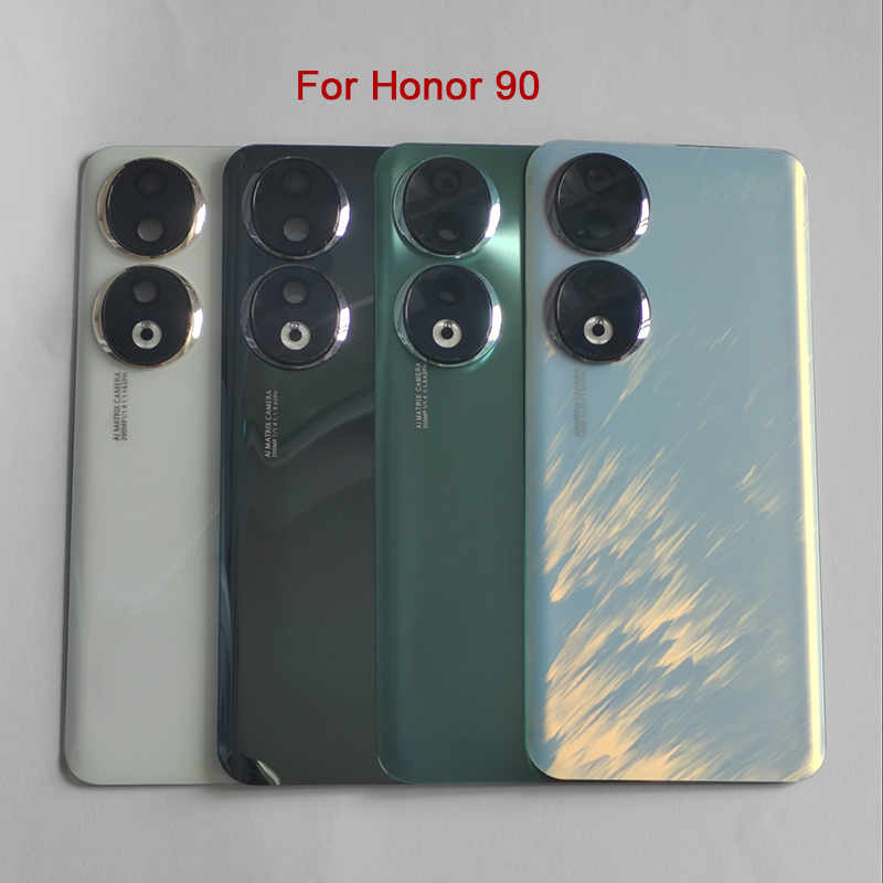 A +++ couvercle de batterie en verre arrière pour Honor 90 Honor90 avec objectif de caméra boîtier de porte arrière remplacement et adhésif