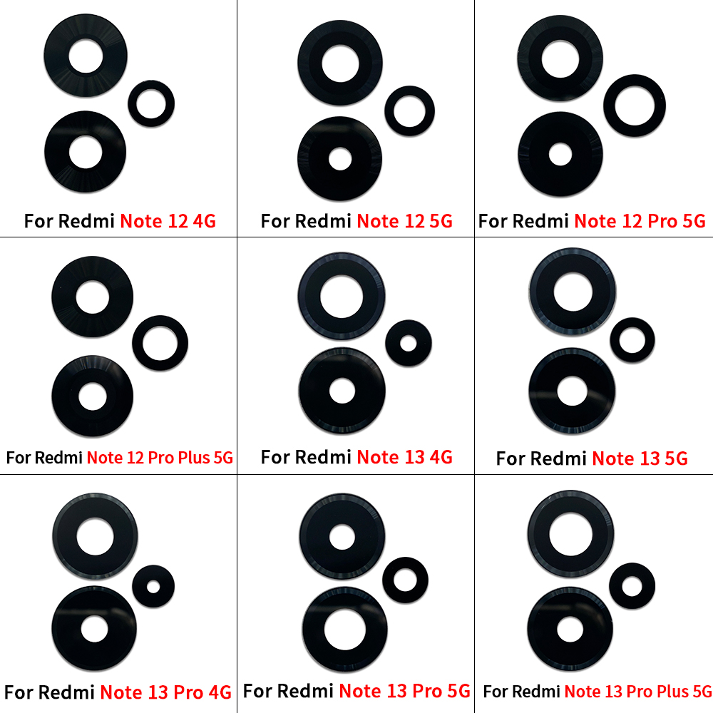 Objectif de caméra arrière pour Xiaomi Redmi Note 13, 12, 11 Pro Plus, 5G, 4G, lentille en verre de caméra arrière avec autocollant adhésif de colle