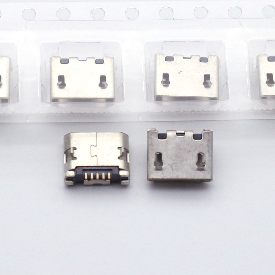 100 pièces micro USB 5pin 5.9mm DIP2 sans côté type B bouche plate sans curling côté connecteur femelle pour téléphone portable Mini USB