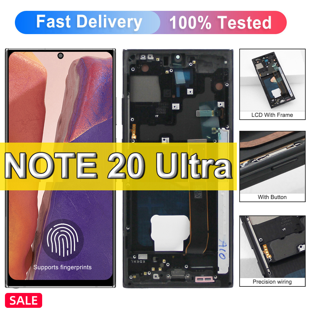 Écran Amoled Note 20 Ultra, pour Samsung Galaxy Note 20 Ultra affichage N986B/DS N986U remplacement de numériseur d'écran tactile + cadre