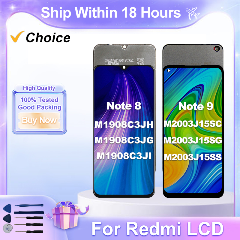Pièces de rechange pour xiaomi redmi note 9 moniteur note 10x numériseur d'écran tactile redmi note 8 LCD m1908c3jh