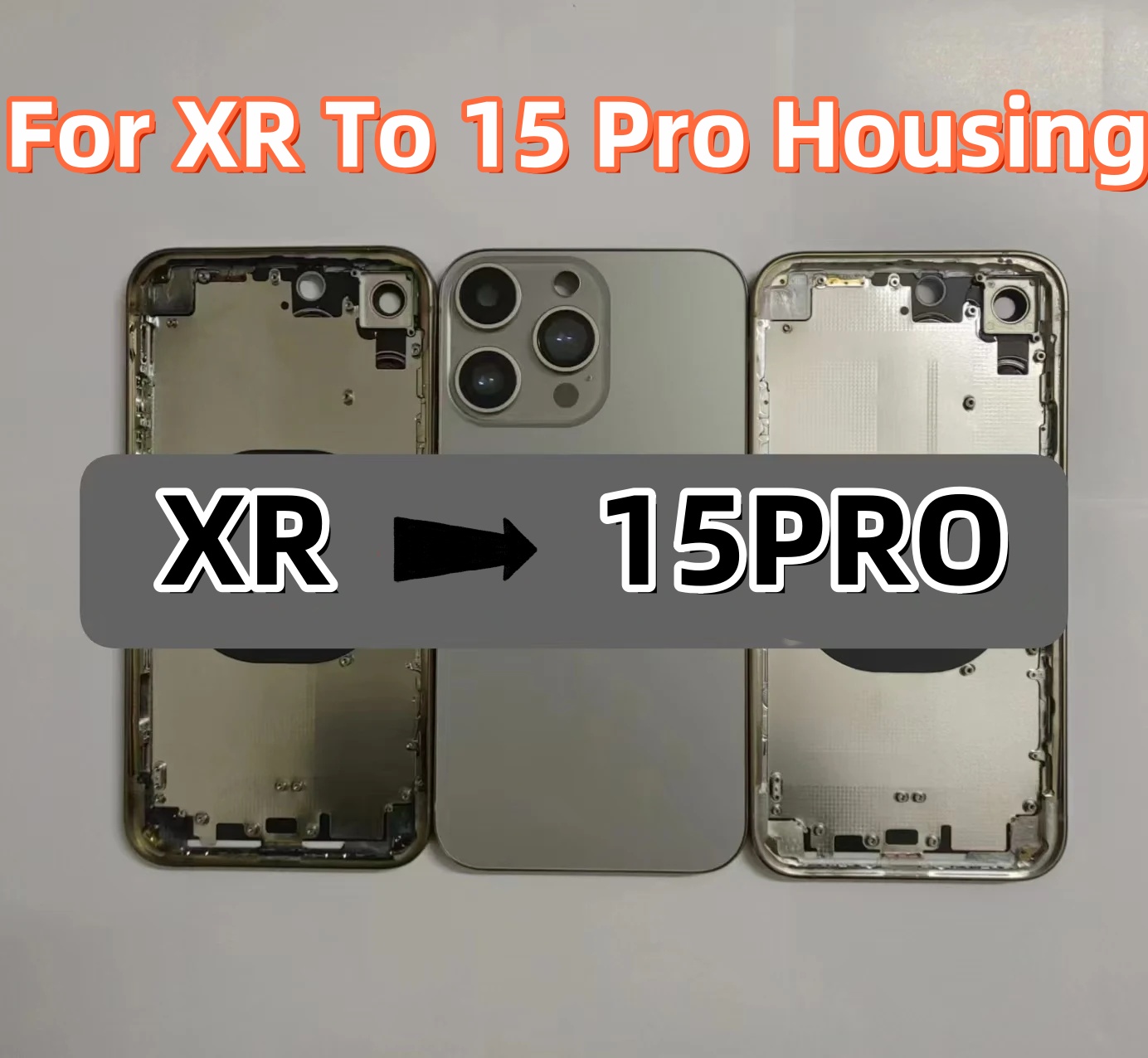 Boîtier pour XR Like 15 Pro boîtier XR jusqu'à 15 Pro boîtier arrière bricolage boîtier de couverture arrière batterie cadre central remplacement