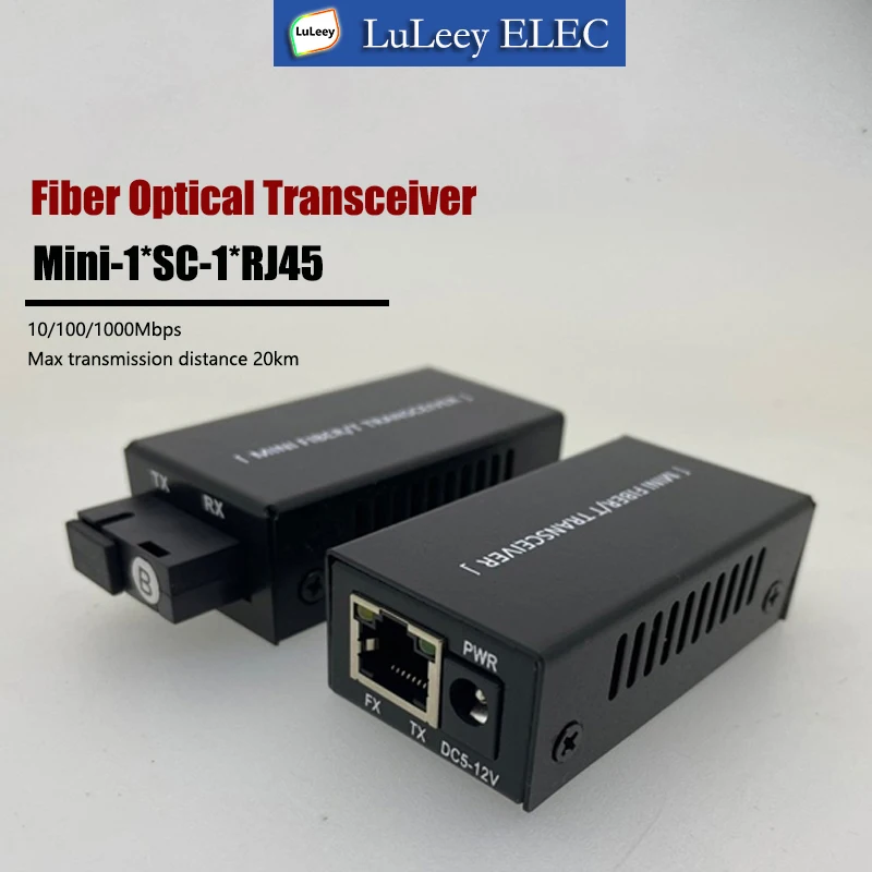 1 paire BIDI mini Gigabit SC médias à fibres 1 port convertisseur émetteur-récepteur optique Rj45 20km 10/100/1000M A/B émetteur-récepteur à fibres optiques SM