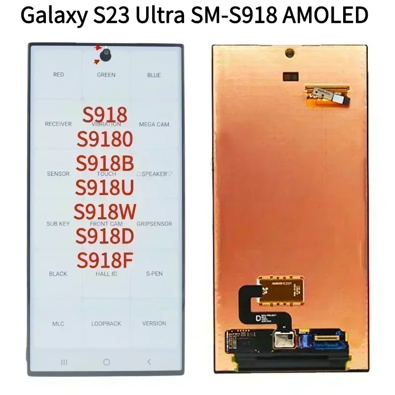 6.8 "AMOLED S23 Ultra Dipslay écran assemblée pour Samsung Galaxy S23 Ultra S918B S918B/DS Lcd affichage numérique pièces d'écran tactile