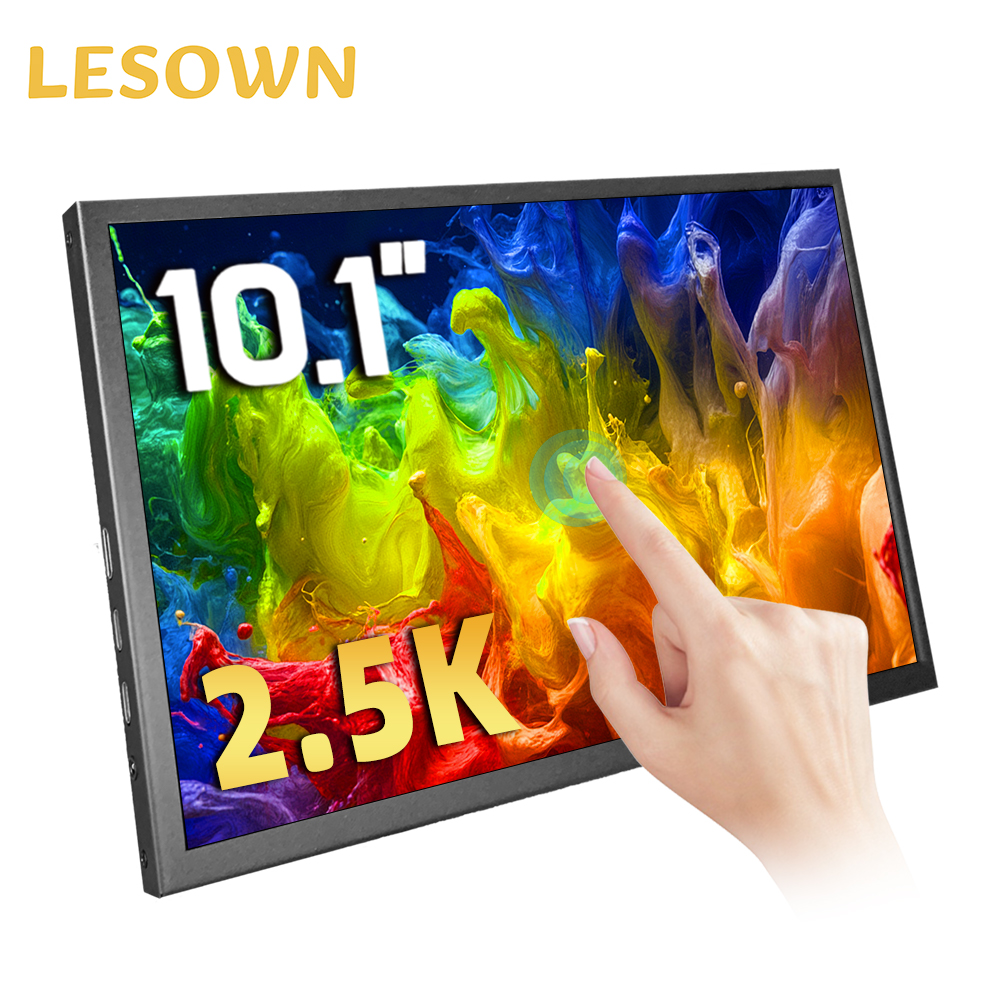 LESOWN 2K Tactile Portable Moniteur 10.1 2560x1600 USB-C HDMI Compatible Large Écran Ordinateur Affichage pour Windows Ordinateur Portable Smartphone