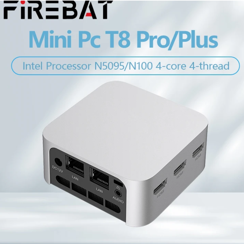 FIREBAT T8 Pro Intel N100 Mini PC Windows 11 16GB DDR5 512GB SSD double Port Ethernet Gigabit WIFI5 BT4.2 4K HD PC multifonction