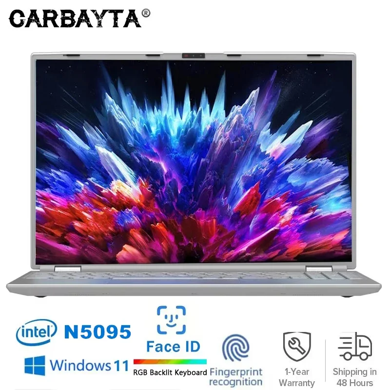 Reconnaissance faciale Intel Notebook N5095 Graphique UHD 16" Ordinateur portable 16 Go 32 Go de RAM Max 2 To ROM Windows 11 Wifi 5 BT 4.2 Clavier RVB