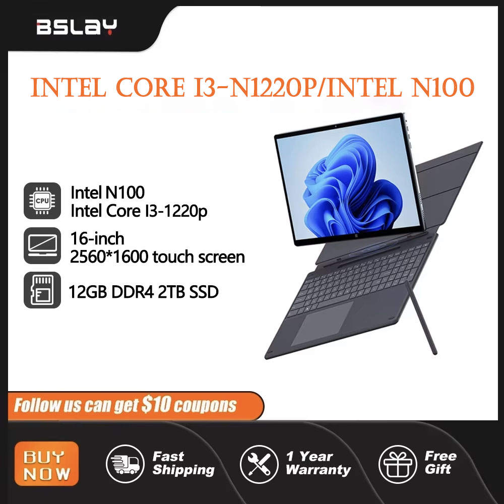Tablettes Intel Core i3-1220p N100 2 en 1, 16 pouces, 12 go de RAM, 2 to SSD, écran tactile, caméra HD, fenêtre 11, ordinateur Portable de jeu