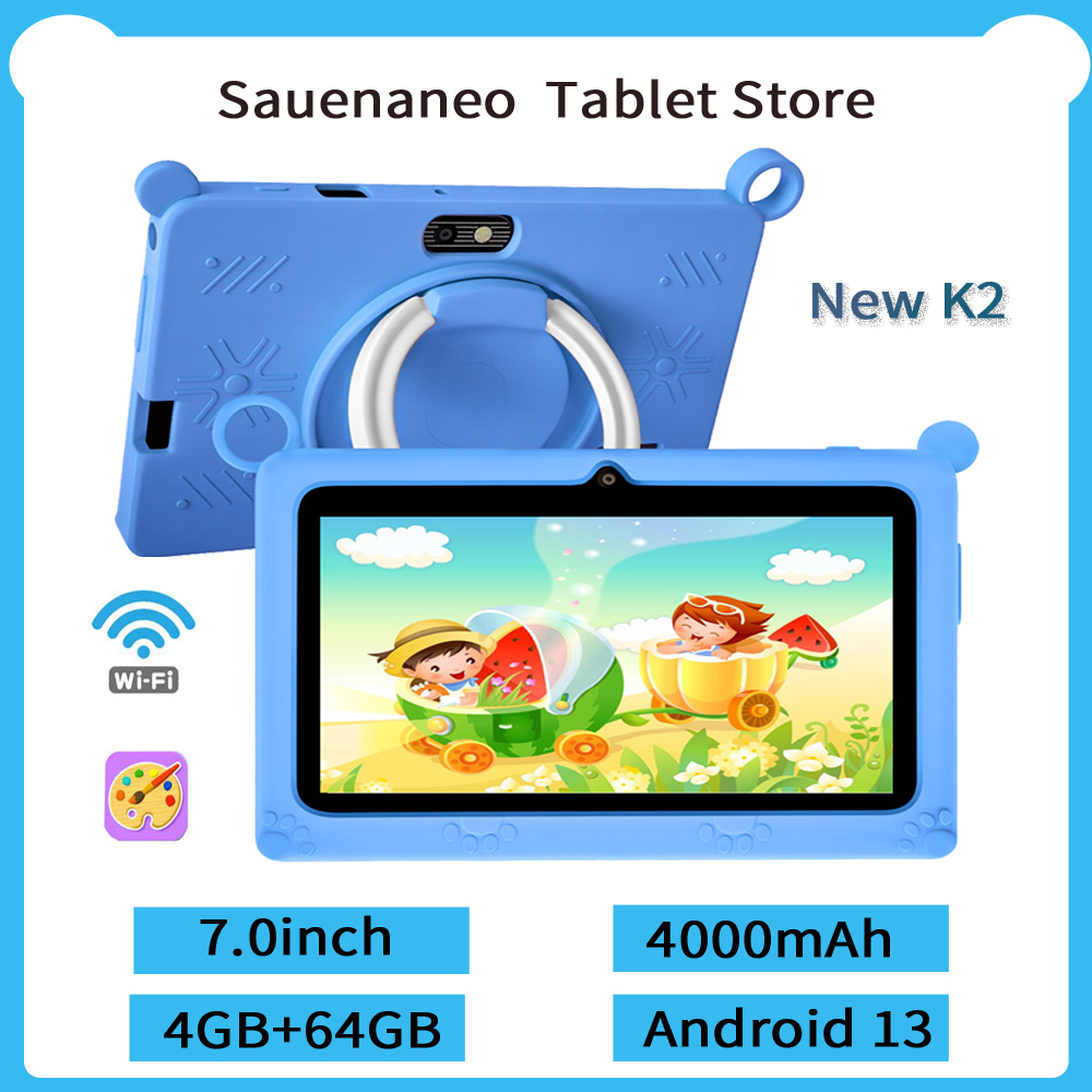Dean-Tablette d'apprentissage pour enfants avec étui en cuir, Wi-Fi 5G, prend en charge les jeux, mini Core, 4 Go de RAM, 64 Go de ROM, 7.0 mAh, 4000 pouces, nouveau