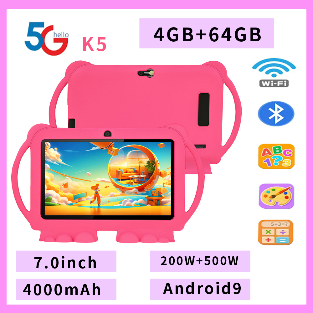 Sauenaneo 5GWIFI tablette pour enfants 4GB RAM 64GB ROM quatre cœurs jeux éducatifs pour enfants système Android 9.0 batterie 4000mAh