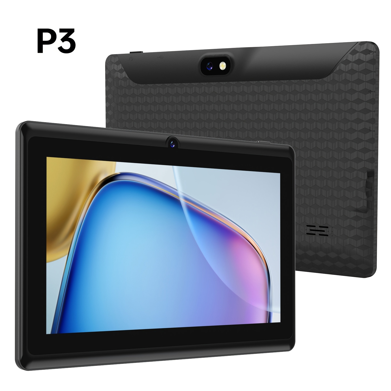I-Atar P3 toute nouvelle tablette Android multilingue de 7 pouces, tablette Android 12.0 4 Go de RAM 32 Go de stockage, tablette type-c, processeur Quad-Core Mtk, écran tactile 1280*800 Ips, tablette double caméra, prend en charge la batterie 4000 Mah int